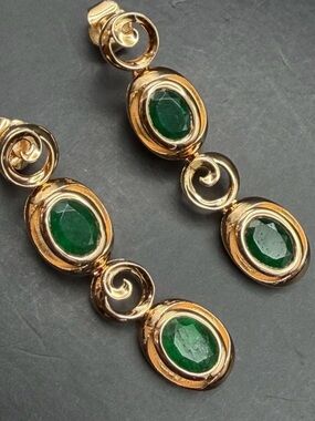 Vintage Oscar Friedman 14k Gold and Emerald Earrings